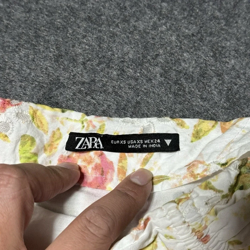 Zara Womens Floral Ruched‎ Eyelet Mini Skirt Size XS Y2K Coquette